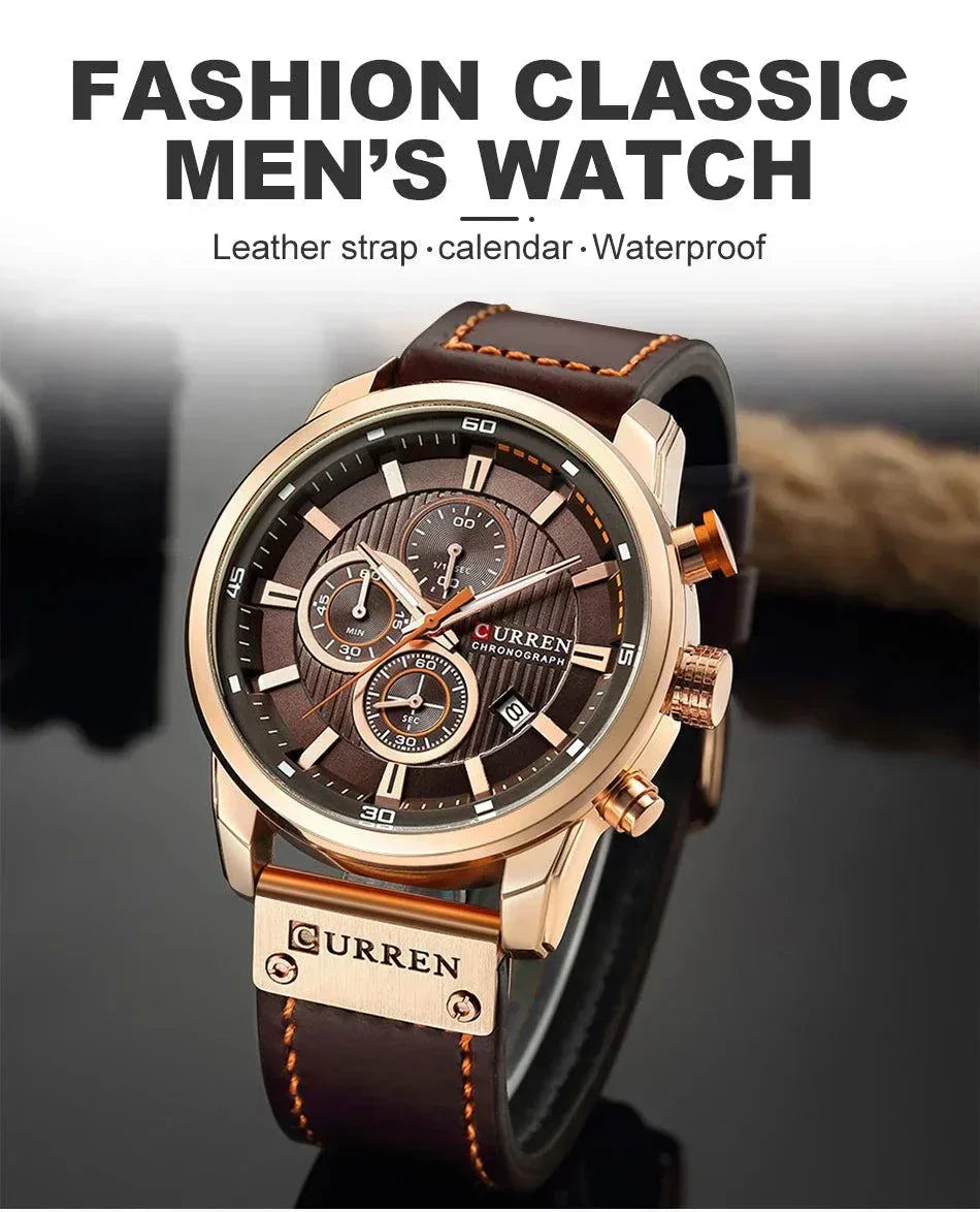 CURREN Brand Watch Men Leather Watches Men