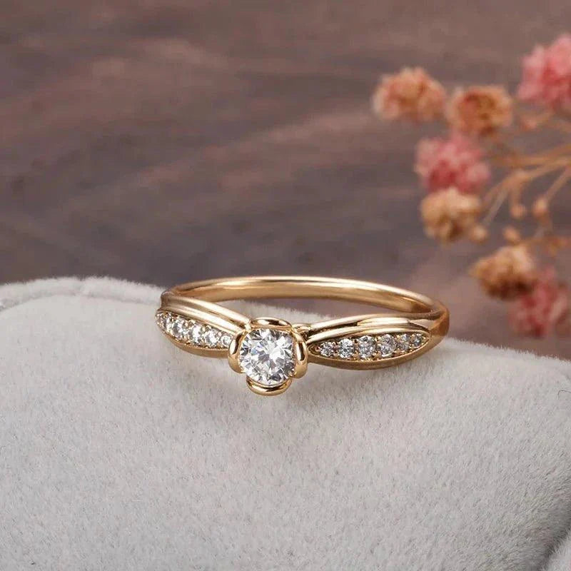 Classic Micro Inlay Zircon 18K Gold Color Wedding Rings Women Jewelry