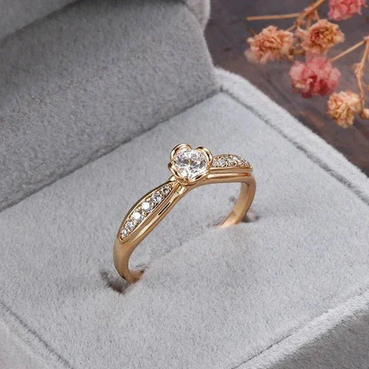 Classic Micro Inlay Zircon 18K Gold Color Wedding Rings Women Jewelry