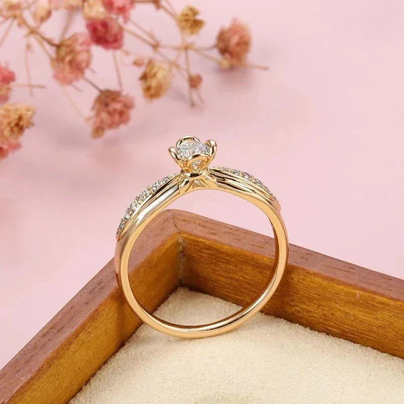 Classic Micro Inlay Zircon 18K Gold Color Wedding Rings Women Jewelry