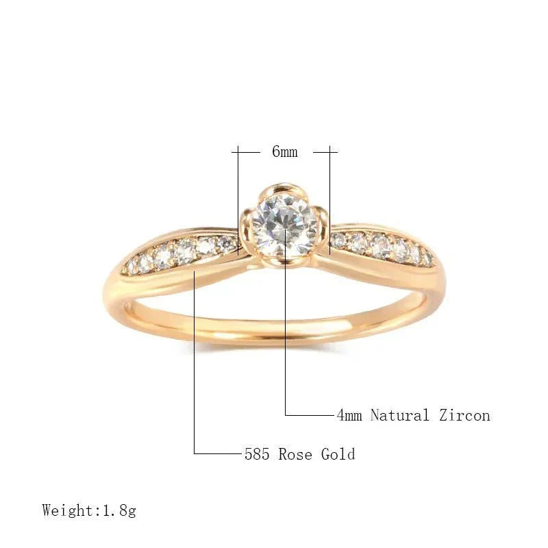 Classic Micro Inlay Zircon 18K Gold Color Wedding Rings Women Jewelry